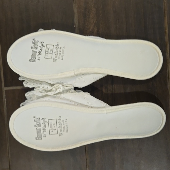 Vintage 1950/1960's White Lace/Cotton Slippers Sz Large 8-9 NWOT - Picture 3 of 5